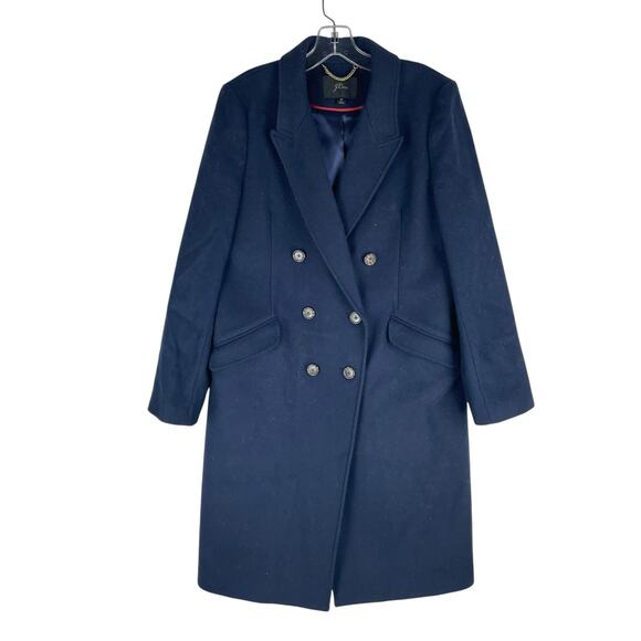 J. Crew Wool Cashmere Blend Double Breasted Top Coat Navy Blue Size 10 - Picture 4 of 12